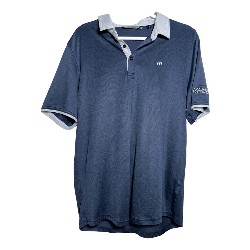 TravisMathew Polo Shirt Mens L Blue Golf Casual Logo Short Sleeve